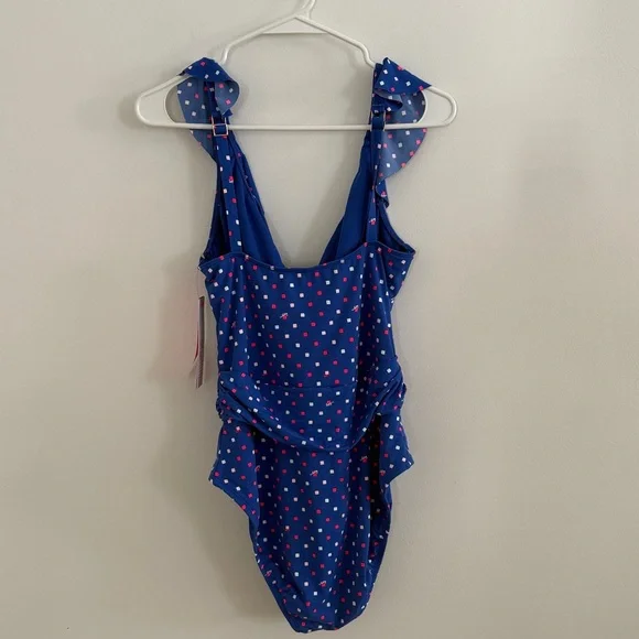 LILLY PULITZER Delphie Ruffle Plunge V-neck
Blue One piece Swimsuit size 10 NWT - Picture 6 of 9